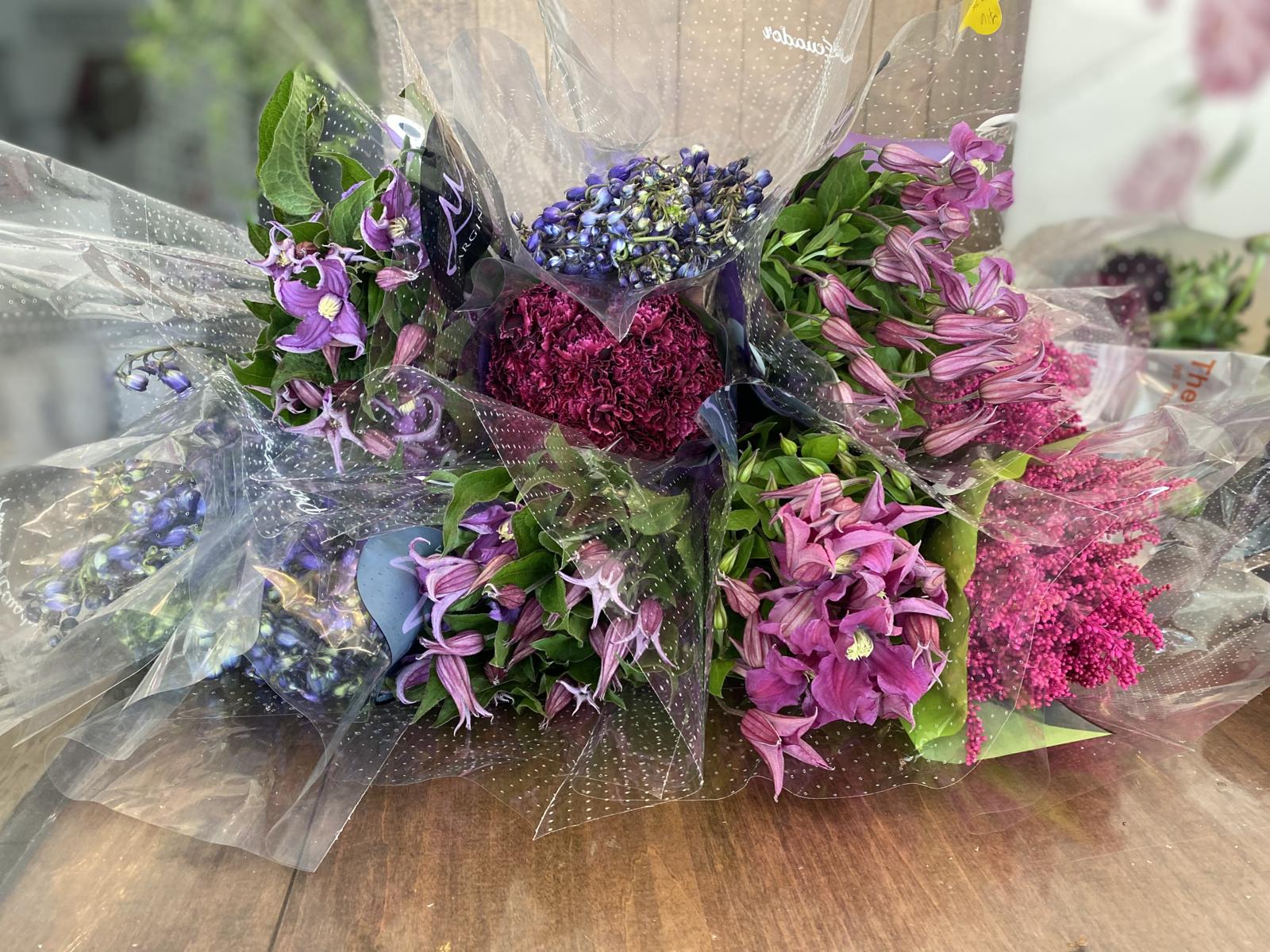 Clematis and delphinium adding height and texture