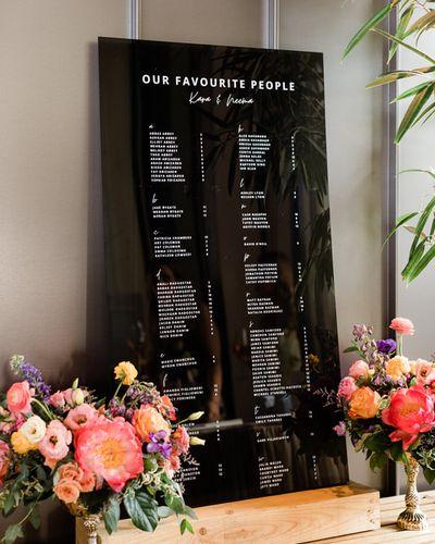 Seating Chart Acrylic Bright Peony