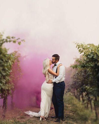 Bride And Groom Pink Smoke Bomb