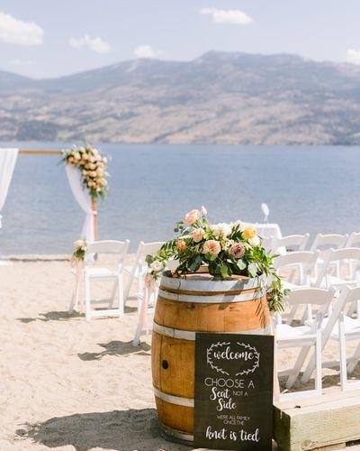 Na Ceremony Wine Barell Flowers