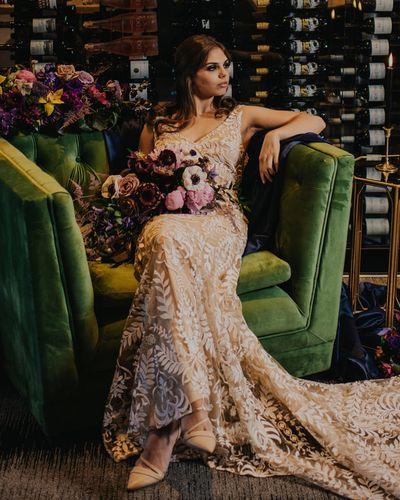 Elegant Luxury Wedding Classy Dark Moody Purple Eggplant Roses Hydrangea Orchids Ranunculus Peony Anemone Garland Bouquet Arrangement Table Garland Wedding Cake Model Floral Installation Hanging Flowers Candlelight Table Four Points Hotel Joel’s View Photography WedLuxe Magazine Bridal Photoshoot
Outdoors Kelowna Okanagan Wedding Ceremony Reception Bride Groom Bridesmaid Groomsman Florist Flowers Floral