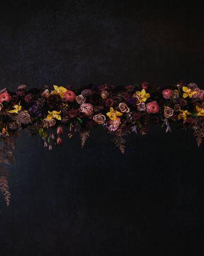 Elegant Luxury Wedding Classy Dark Moody Purple Eggplant Roses Hydrangea Orchids Ranunculus Peony Anemone Garland Bouquet Arrangement Table Garland Wedding Cake Model Floral Installation Hanging Flowers Candlelight Table Four Points Hotel Joel’s View Photography WedLuxe Magazine Bridal Photoshoot
Outdoors Kelowna Okanagan Wedding Ceremony Reception Bride Groom Bridesmaid Groomsman Florist Flowers Floral