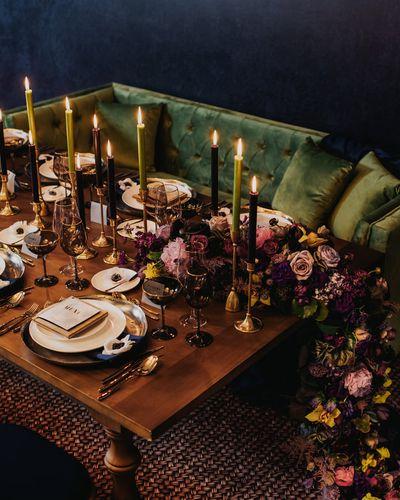 Elegant Luxury Wedding Classy Dark Moody Purple Eggplant Roses Hydrangea Orchids Ranunculus Peony Anemone Garland Bouquet Arrangement Table Garland Wedding Cake Model Floral Installation Hanging Flowers Candlelight Table Four Points Hotel Joel’s View Photography WedLuxe Magazine Bridal Photoshoot
Outdoors Kelowna Okanagan Wedding Ceremony Reception Bride Groom Bridesmaid Groomsman Florist Flowers Floral